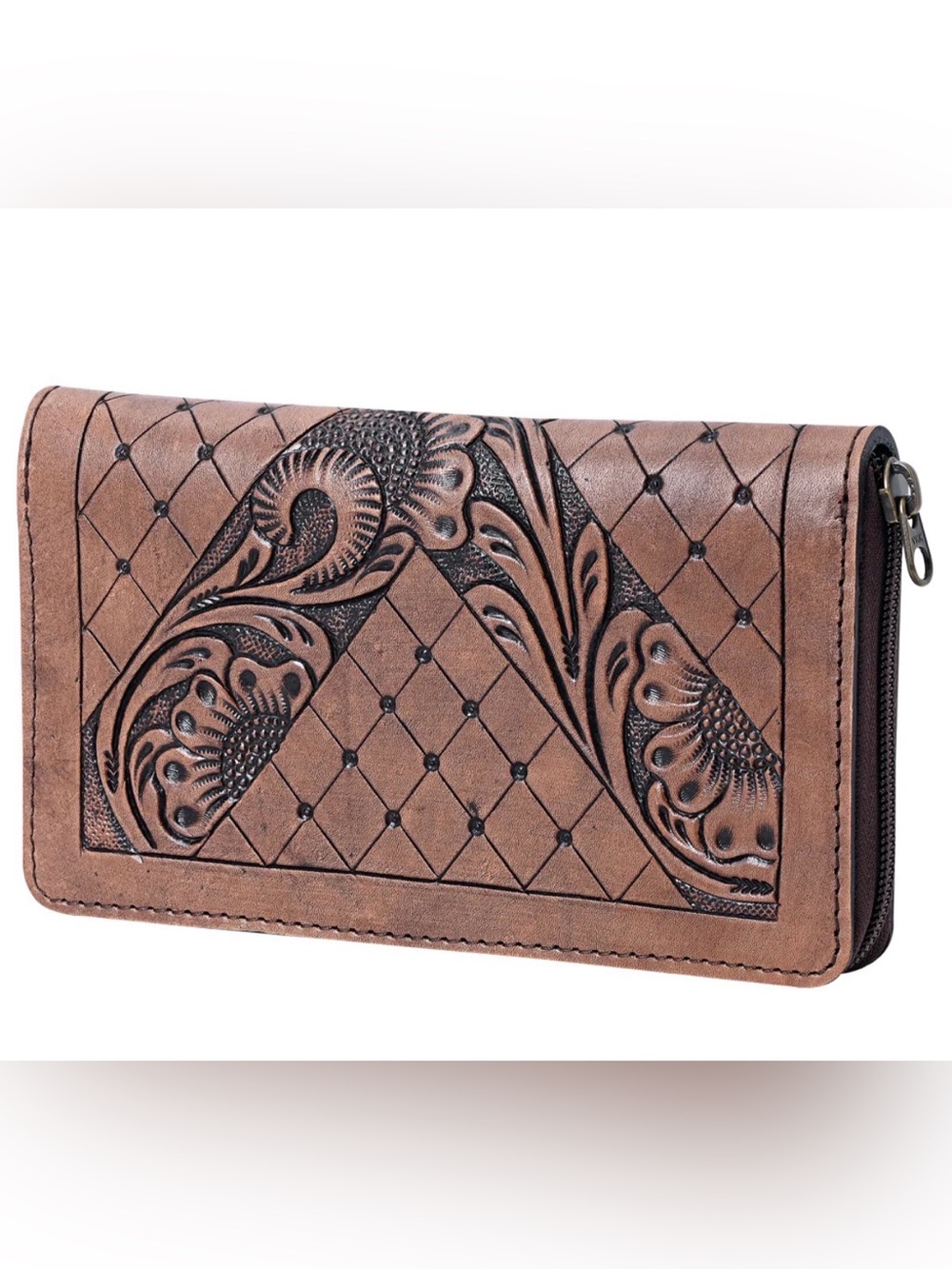 Western wallet Tooled Leather Wallet in Warm Brown cowgirl wallet